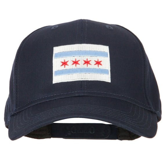Chicago Flag Embroidered Solid Cotton Pro Style Cap - Navy OSFM