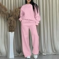 thumbnail image 2 of Hogleaql Womens Plus Size Sweatsuits Sets Long Sleeve Lounge Drawstring Sweatshirt Wide Leg Sweatpants Solid Color Loose Outfits Fashion Winter Tracksuit with Pockets 2025 Fluorescent Green S, 2 of 6