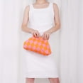 thumbnail image 5 of Woven Clutch Purse for Women Summer Beach Bag Casual Colorblock Evening Handbags Vacation Bag with Chain, 5 of 6