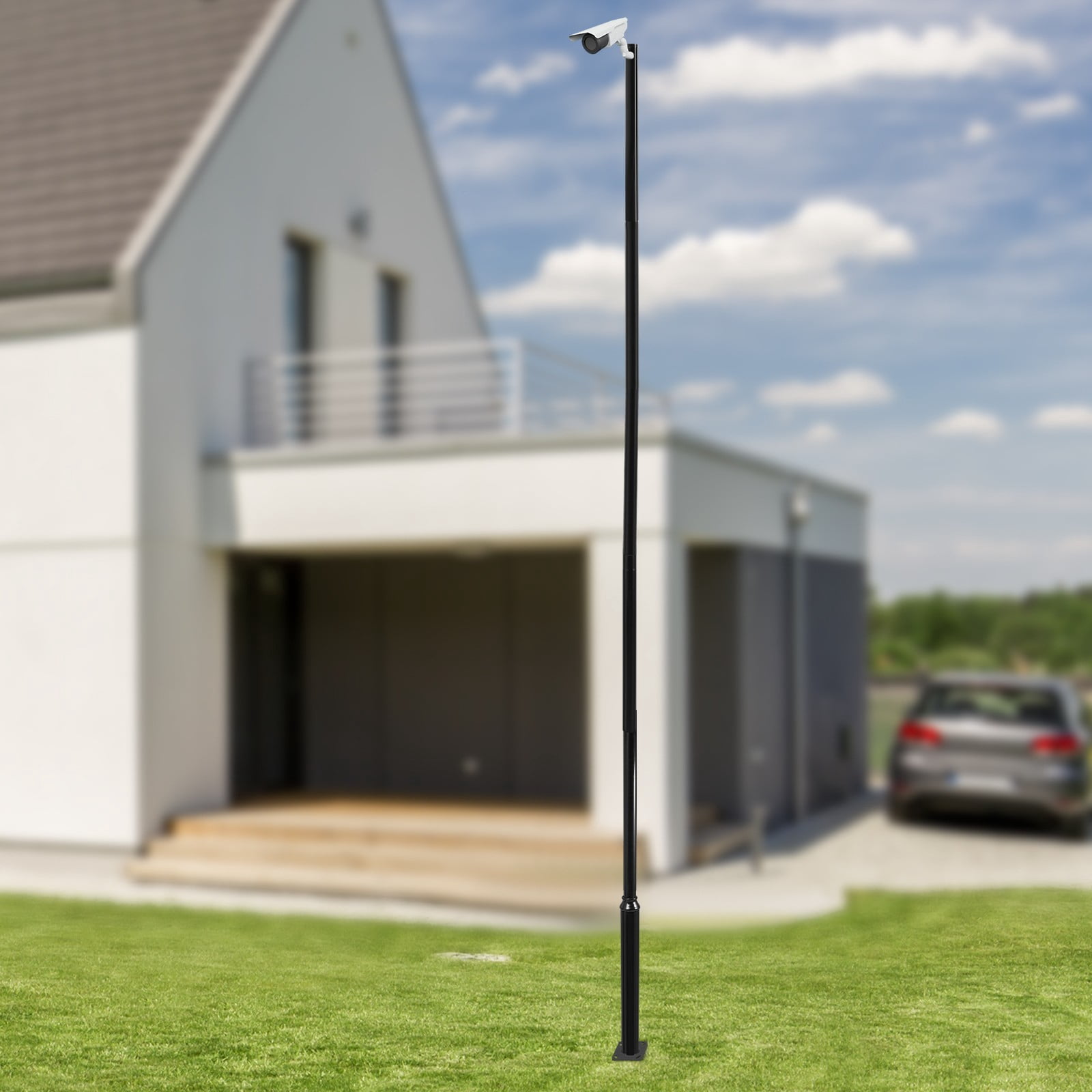 Modern Black Floor Mounted Courtyard Lighting Post Outdoor 6M Split Street Light Pole Size Pole 114+76mm