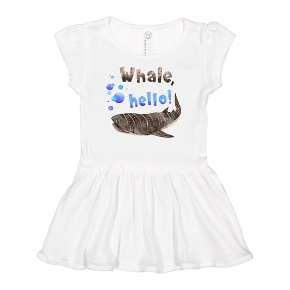 Inktastic Whale, Hello Cute Whale Shark with Bubbles Girls Baby Dress