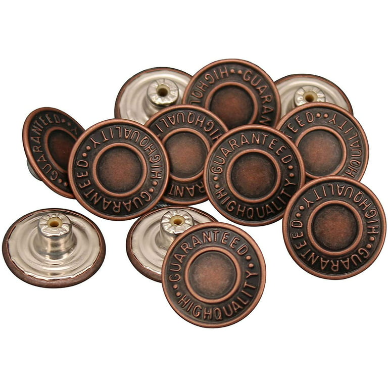 12× Jean Button Pins，3/4 in Vintage No Sew Instant Replacement Combo Copper  Tack