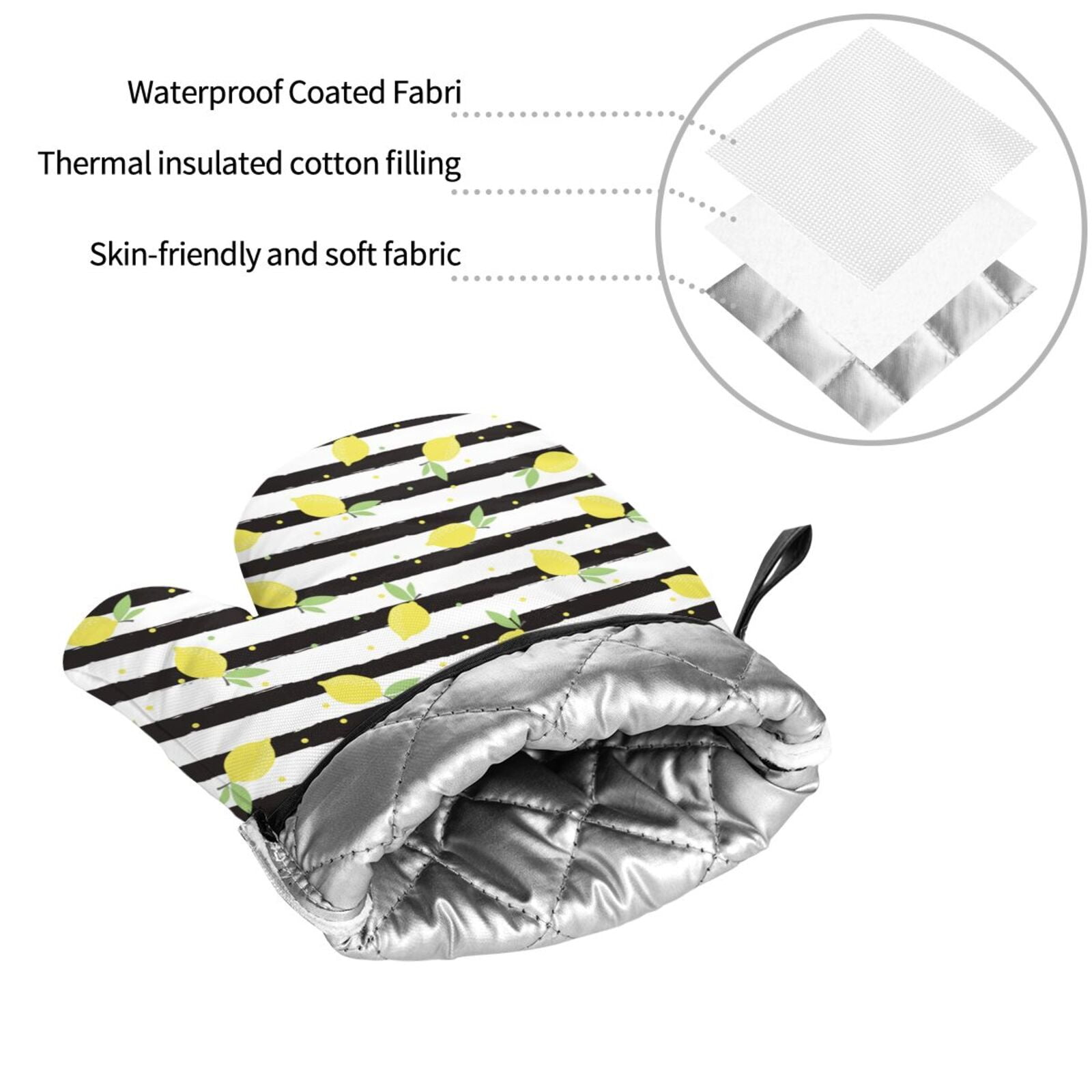 Naloa Lemon_1 Oven Mitts and Pot Holders 4 pcs Set, Cooking Baking Grilling Kitchen Oven Glove for Cooking