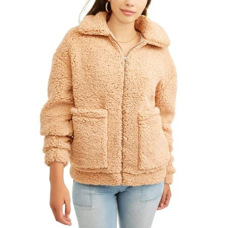 Fur Zip Cover - BHIP Juniors' Zip up Babo Fur Jacket with Quilted lining
