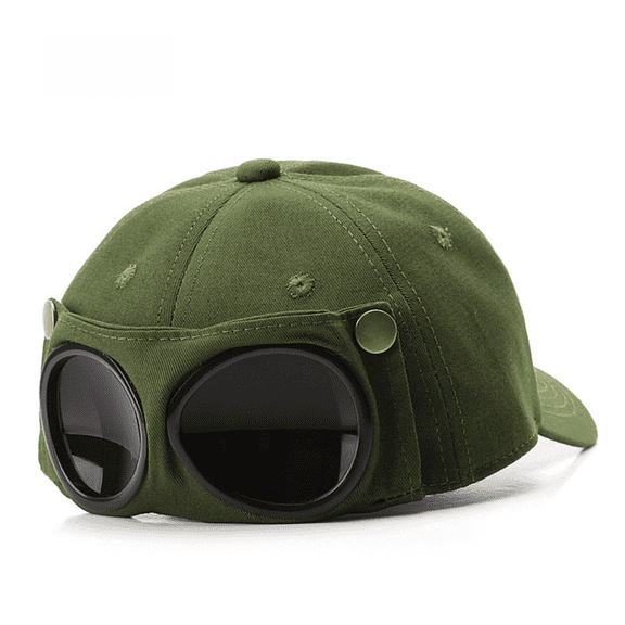 FEASNJEN Aviator Goggle Baseball Cap, Adjustable Vintage Hat for Men and Women