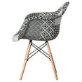 thumbnail image 3 of Mid-Century Modern Style Fabric Lined Armchair with Beech Wooden Legs, 3 of 7