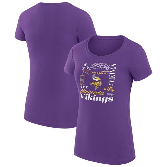 Women's G-III 4Her by Carl Banks  Purple Minnesota Vikings Super-Slim Fit Lightweight Collage Team T-Shirt