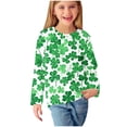 thumbnail image 5 of BLVB Boy Girl St Patricks Day Shirts Clover Shamrock Long Sleeve Tshirt for Kids Green Tee Tops 3-14 Years, 5 of 6