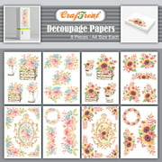 CrafTreat Sunflower Decoupage Paper for Crafts - Beautiful Flower and Sunflower Vintage - Size: A4 (8.3 x 11.7 Inch) 8 Pcs - Furniture Decoupage Paper Sunflower