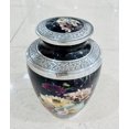 thumbnail image 2 of Vintage Flowers Aluminum Ashes urn. Cremation urn for Human Ashes Adult Male and Female. Decorative urns for Ashes for Humans, 2 of 5