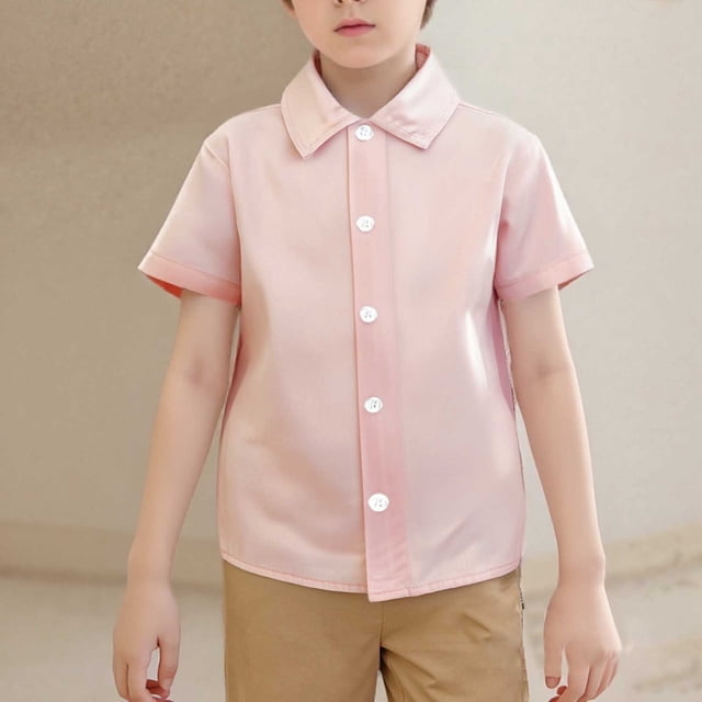 Chemises à Boutons pour Tout-Petits Garçons Chemises d'Uniforme Roses pour Garçons Tenue Formelle Chemises d'Uniforme Scolaire pour Filles Tenue pour Garçons 3-4 Ans