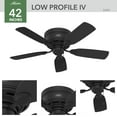 thumbnail image 3 of Hunter 42 inch Indoor Ceiling Fan No Light - Black Ceiling Fan without Light, Low Profile Mount, 5 Blades, For Bedroom, Living Room, or Kitchen, Pull Chain - Low Profile IV 52392, Matte Black, 3 of 13