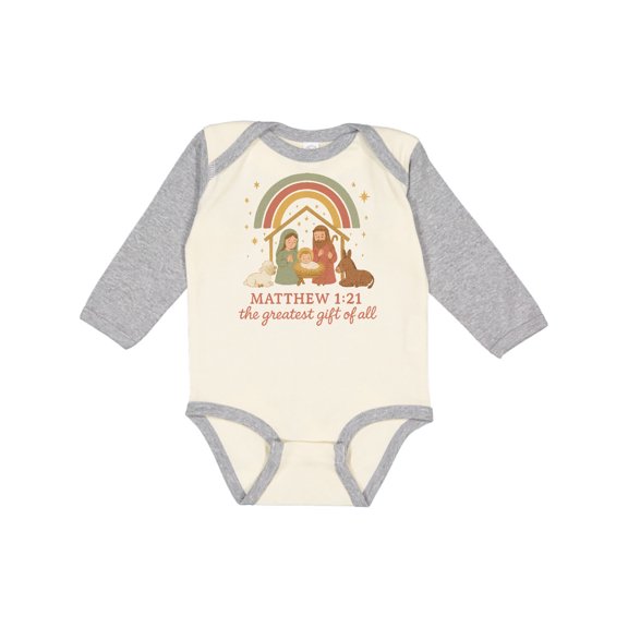Inktastic Matthew 1:21 Nativity Scene the Greatest of All Boys or Girls Long Sleeve Baby Bodysuit