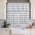 thumbnail image 4 of 3 Piece Kitchen Curtains and Valances Set Grey Stripe Cafe Curtains 36 Inch Length Modern Simple Geometric White Striped Valance & Tier Curtain for Living Room Bedroom Small Window 54"x18"+27"x36"*2, 4 of 6