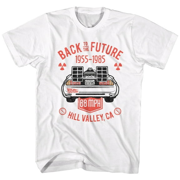 Back to the Future Vintage Delorean Back White Adult T-Shirt