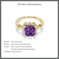 thumbnail image 6 of Gem Stone King 18K Yellow Gold Plated Silver Purple Amethyst and White Created Sapphire  Ring for Women (2.20 Cttw, Gemstone February Birthstone, Cushion 8MM, Size 6), 6 of 6