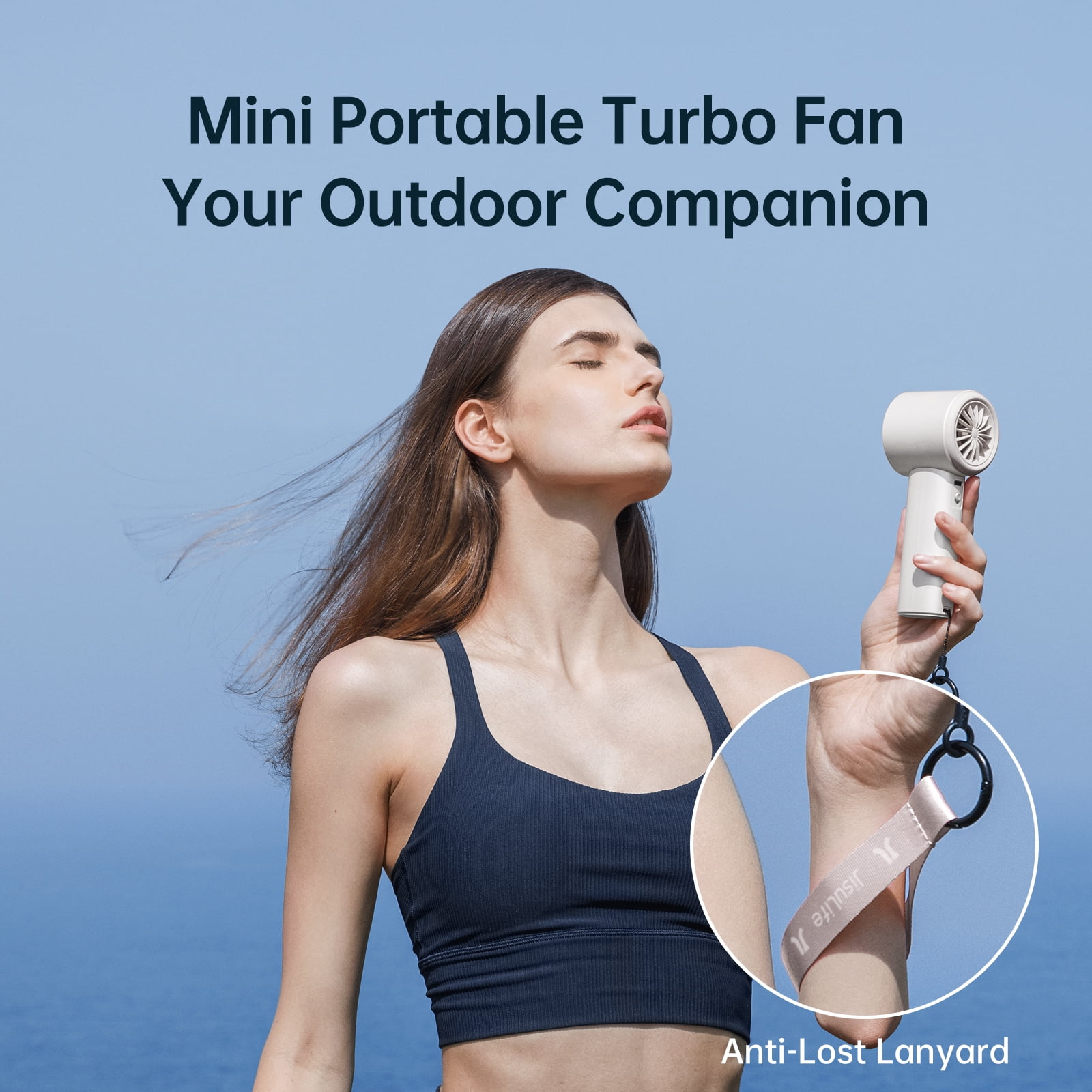 JISULIFE Portable Handheld Fan, Turbo Power High Speed Air [12Hrs Cooling], 100 Speeds, 3600mAh USB Rechargeable Mini Personal Fan, Digital Display, Gift for Travel/Outdoor -white