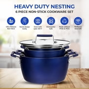 Granitestone 6 Pc Pots and Pans Set Non Stick, 1.5Qt, 3Qt, 5Qt Nesting Pots Set for Cooking with Induction Cookware Set, Space Saving, Non Toxic, Dishwasher Safe