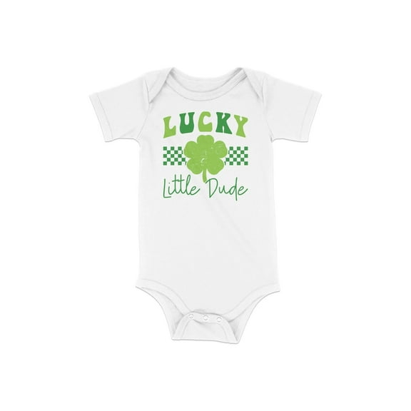 Lucky Little Dude Onesie, St Patrick's Day Baby Bodysuit, Green Clover Infant Romper, Cute Spring Outfit, Newborn Gift Idea