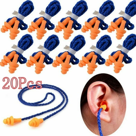 

SPRING PARK 20Pcs Silicone Corded Ear Plugs Reusable Hearing Protection Earplugs