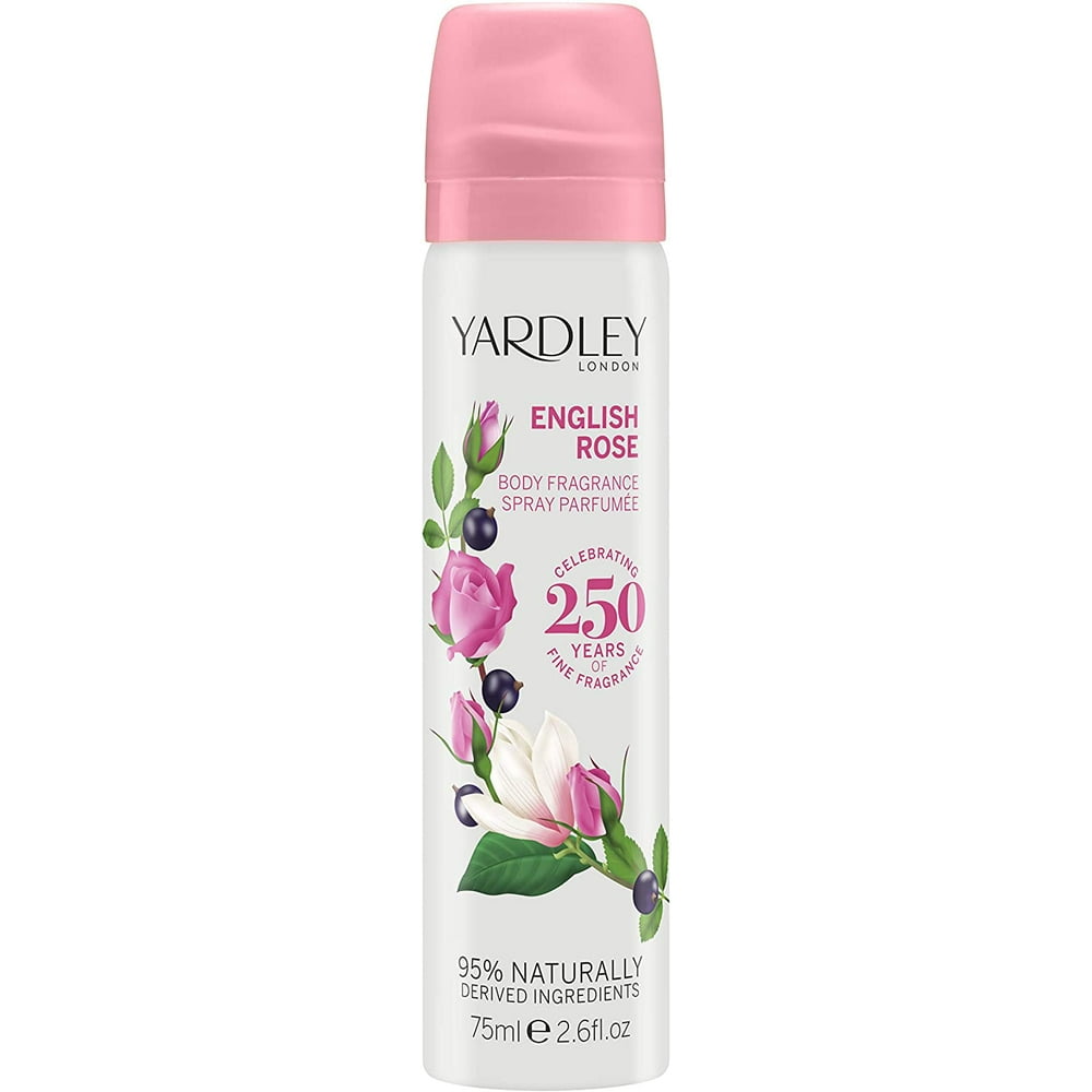 Yardley London for Women Deodorant Body Spray, English Rose, 75 ml/2.5