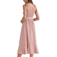 thumbnail image 3 of INSPIRE CHIC Vestido Midi Elegante Sin Mangas con Escote Cuadrado y Volantes en el Dobladillo, Con Aberturas Lateral, Color Rosa, 3 of 5
