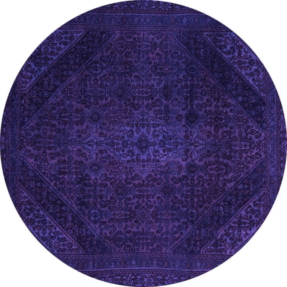 Ahgly Company Indoor Round Abstract Purple Modern Area Rugs, 7' Round