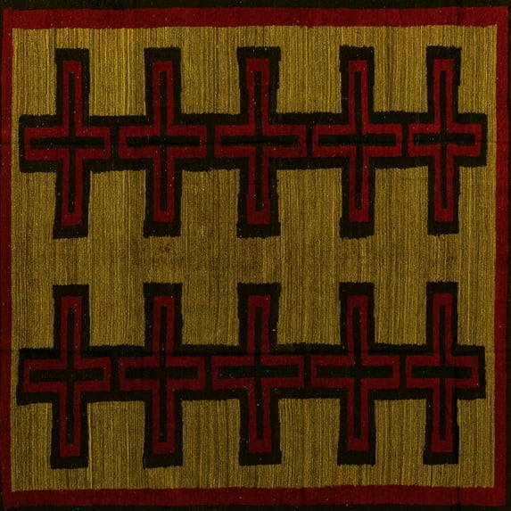 Ahgly Company Indoor Square Southwestern Yellow Country Area Rugs, 4' Square