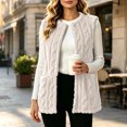 thumbnail image 2 of Lcziwo Fuzzy Vest for Women Sleeveless Jacquard Open Front Cardigan Fleece Plush Cozy Soft Jackets with Pockets Beige,M, 2 of 9