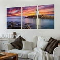 thumbnail image 2 of Awypu Beach Landscape Lighthouse Wall Art Sunrise Coastal Seascape Wall Decor for Living Room Bathroom Nautical Ocean Prints Paintings Nature Scenery Canvas Prints Large Artwork 12''x16''X3 Panels, 2 of 4