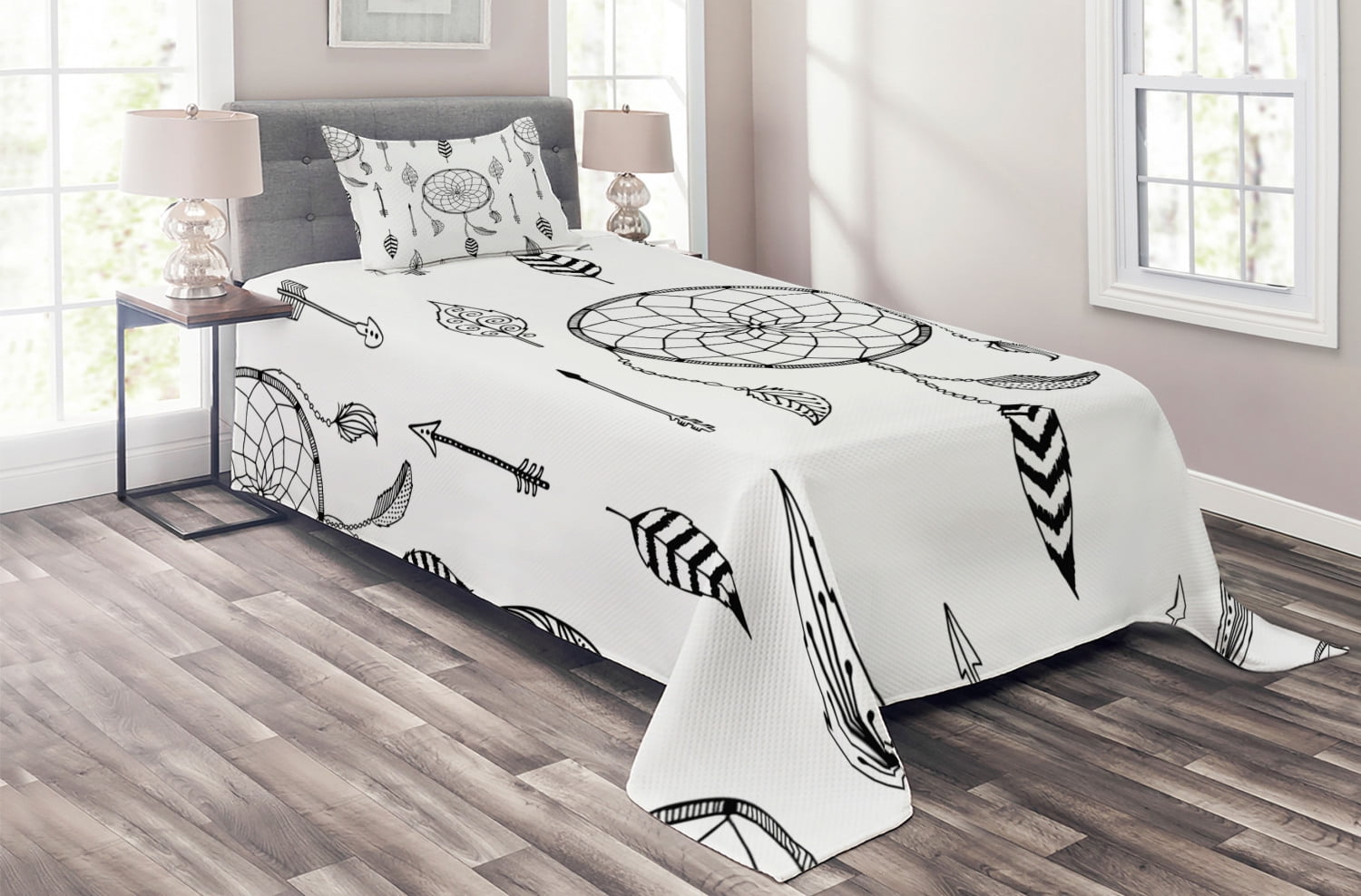 White and Black Indie Western Arrows Traditional Folk Culture Print King Size Ambesonne Arrow Duvet Cover Set Decorative 3 Piece Bedding Set with 2 Pillow Shams
