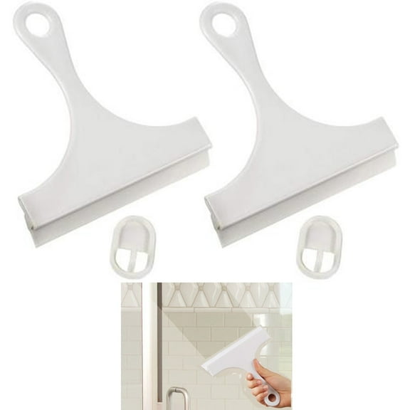 2 Pc Window Shower Squeegee Scraper Wiper Hanging Hook Surface Cleaner Blade