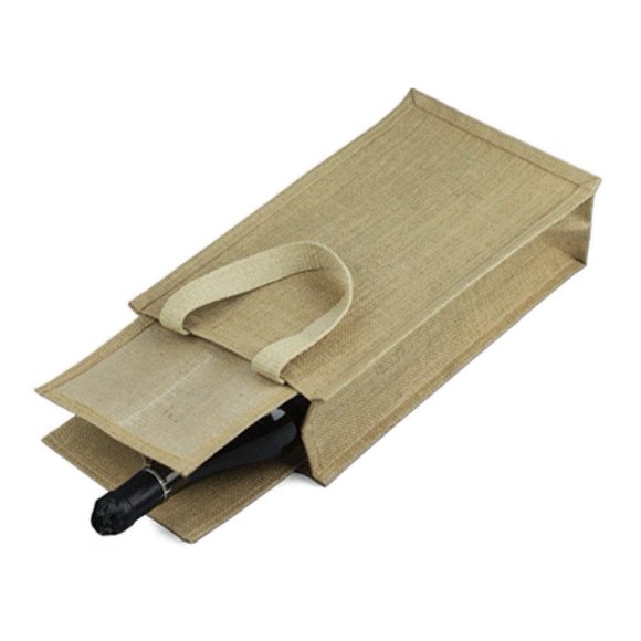 Natural Jute Burlap Two Bottle Wine Gift Tote Bags Wine Carry Holder w/ Dividers (12)