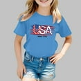thumbnail image 2 of Wangmeiwg Girl's 4th Of July Patriotic Short Sleeve T Shirt Cute Independence Day Flag Print Tee Comfortable Casual Summer Top For Toddler Kids Girls Outfits Size 5, 2 of 4
