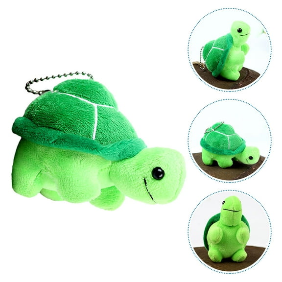 WRITWAA Durable Plush Turtle Keychain Charms for DIY Decor Green Soft Stuffed Pendant 2pcs