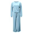 thumbnail image 7 of Leey-World Outfit Sets for Women Women Fall Clothes Winter Solid Color Long Sleeve Pullover Crop Top and Wide Leg Pants Lounge Set Travel Outfits for Women, 7 of 7