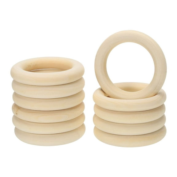 Uxcell 60mm/2.4Inch Wooden Rings for Crafting, Natural Wood Rings Unfinished Macrame Rings 20 Pcs