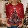 thumbnail image 2 of Dmsael Christmas Blouses for Women Womens Christmas Shirt Womens Tshirts Cute 3/4 Length Sleeve Round Neck Loose Fit Blouses Hot Pink,S, 2 of 4