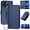 Blue, variant on Flip Case for Doogee Note 59 Premium Leather with Detachable Hand Strap Carbon Fiber Surface with Card Slot and Kickstand