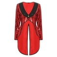 thumbnail image 5 of Haitryli Women's Magician Tailcoat Jacket Fancy Dress Magic Show One-Button Sequin Tail Coat Red XL, 5 of 7