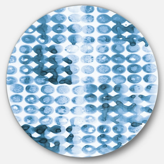 Designart 'Indigo watercolor geometrical II ' Geometric Metal Circle Wall Art
