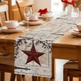 thumbnail image 5 of Table Runner - 72 Inch Long, Texas Star Vintage Kitchen Dining Table Runner Dresser Scarves, Red Retro Berry Beige Wooden Farmhouse Decor for Coffee Tables Wedding Party Banquet, 5 of 8