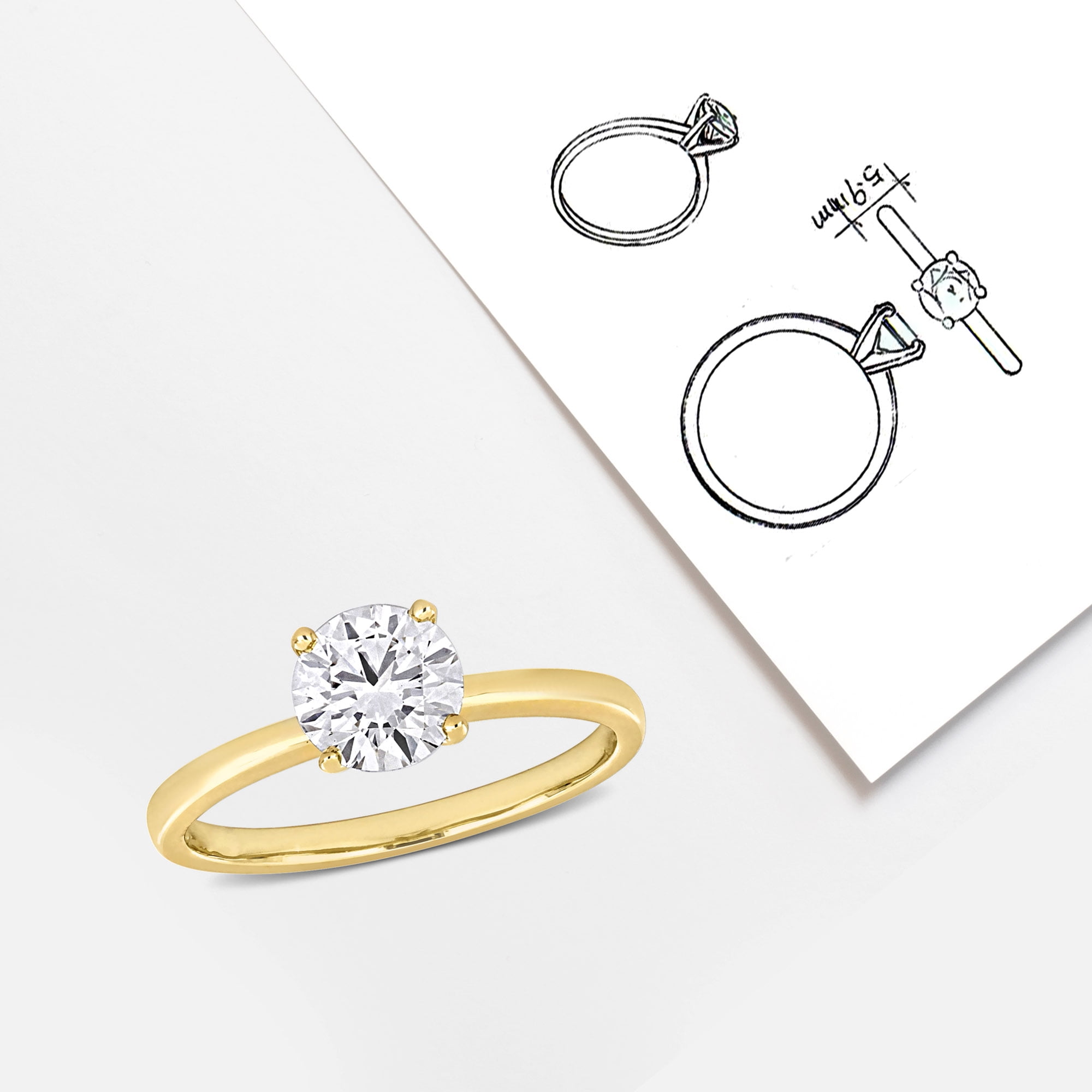 Created Forever Women's 1 CT Lab Created Diamond 14K Yellow Gold Solitaire Engagement Ring (H-I, SI-I1)