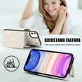 thumbnail image 4 of for iPhone 11 Back Case, Luxury Ultra Slim Shockproof PU Leather Card Slots Kickstand Magnetic Snap Shoulder Strap & Wristlet RFID Blocking Phone Cover for iPhone 11, White, 4 of 9