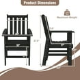 thumbnail image 3 of Gymax Patio Dining Chairs Set of 2 w/Wide Armrests Curved Seat Wood Grain for Backyard Black, 3 of 7