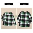 thumbnail image 3 of Plus Size Plaid Roll Up Pullover Tops Long Sleeve Flannel Tunic Blouse Tops Oversized V-Neck Autumn Basic Tee, 3 of 4