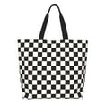 thumbnail image 1 of Balery Black and White Checkerboard Bolsa Tote Estilo Estético con Cremalleras, Bolsa de Hombro, Bolsa de Compras Grande y Plegable, 1 of 8