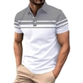 thumbnail image 2 of Men's Short Sleeve T Shirt, Button Down Lapel Collar Casual T Shirt, Soft Breathable Slim Fit Summer Top for Vacation, Travel, Work and Daily Wear Grey XXL, 2 of 5