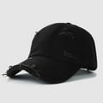 thumbnail image 4 of Eoperou Sun Protection Extended Brim Adjustable Bucket Baseball Cap Distressed Ripped Hole Unisex Hat Fashion Accessories, 4 of 8