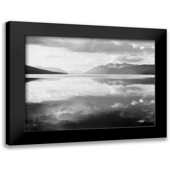 Adams, Ansel 14x12 Black Modern Framed Museum Art Print Titled - McDonald Lake, Glacier National Park, Montana - National Parks and Monuments, 1941